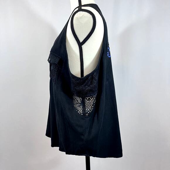 Harley Davidson tank top mesh lace accent woven black women XL - Picture 5 of 10